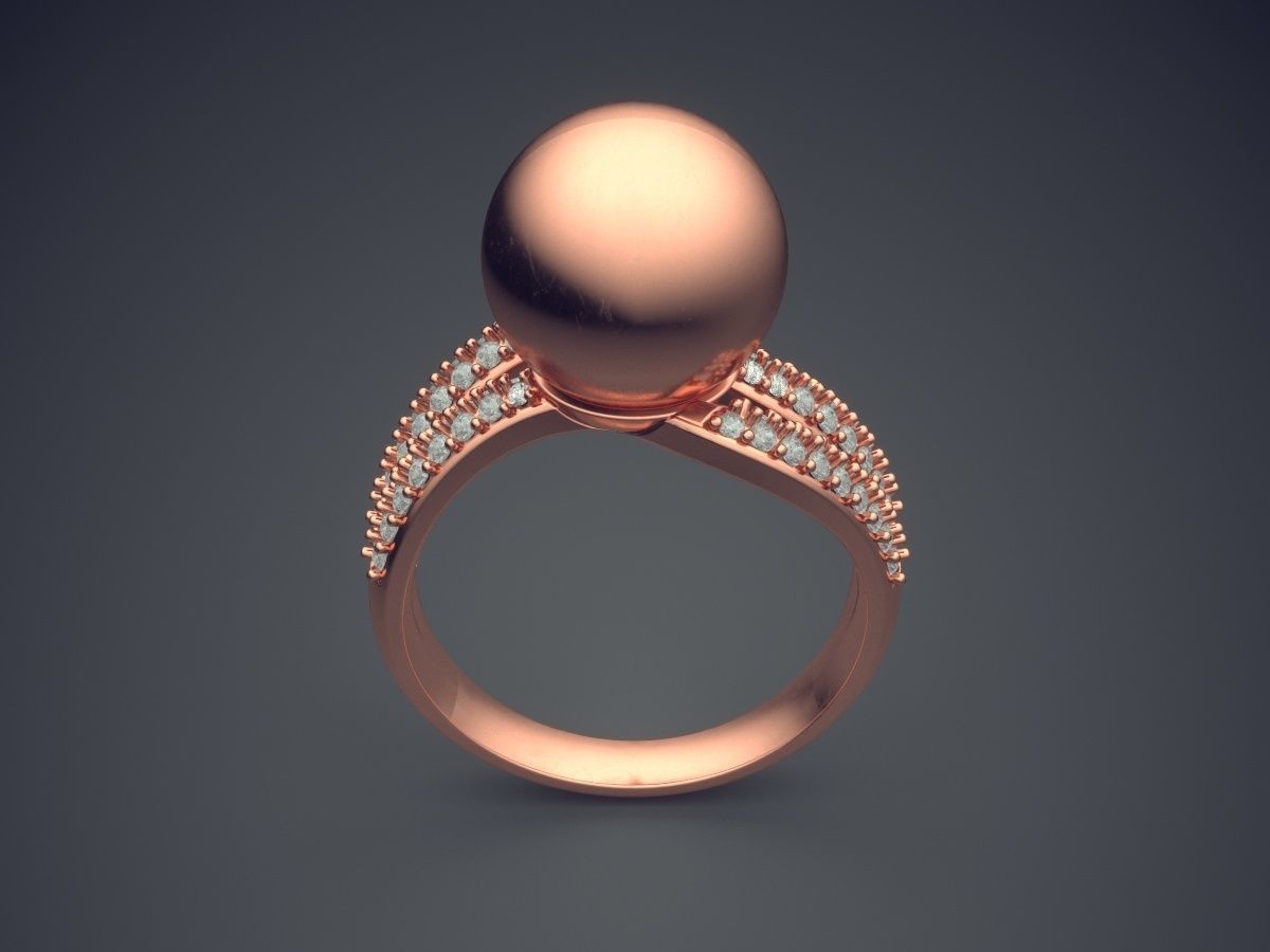Engagement Ring With Tiny Diamonds CAD-4880 3D print model_2
