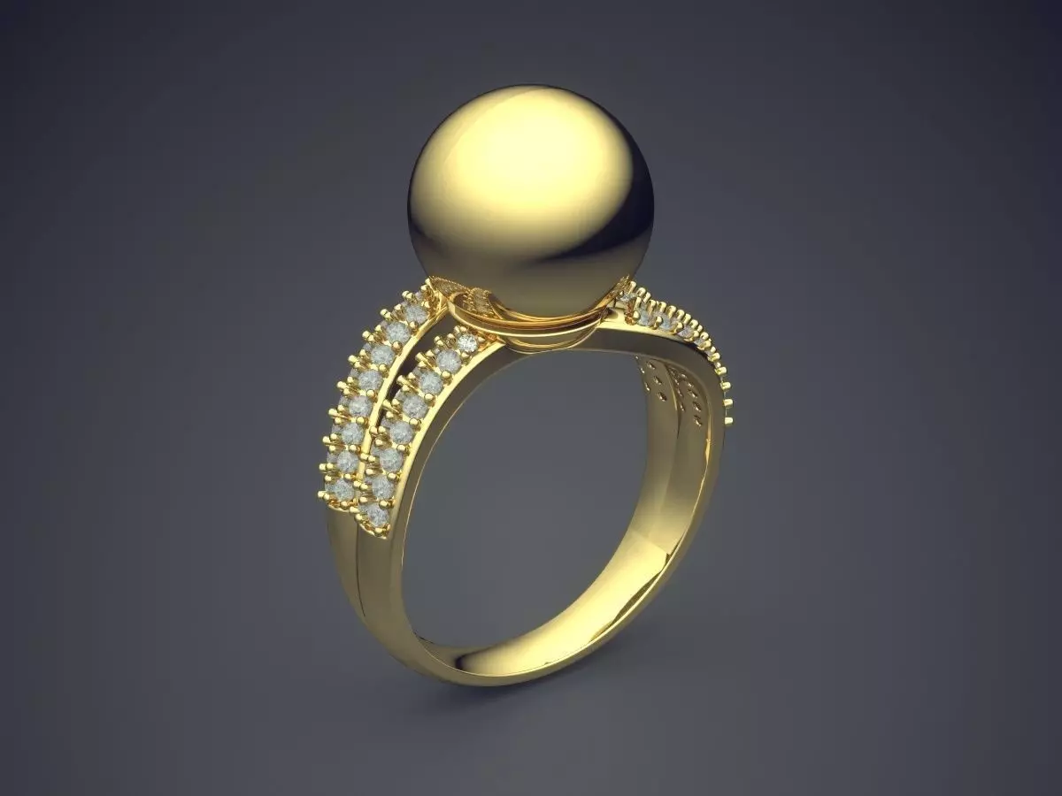 Engagement Ring With Tiny Diamonds CAD-4880 3D print model_0