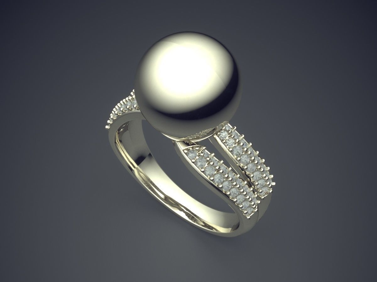 Engagement Ring With Tiny Diamonds CAD-4880 3D print model_1