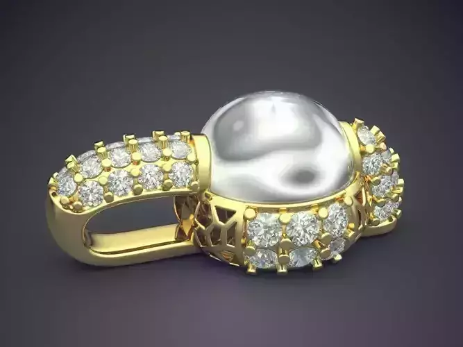 Pendant With Pearl And Diamonds CAD-4887