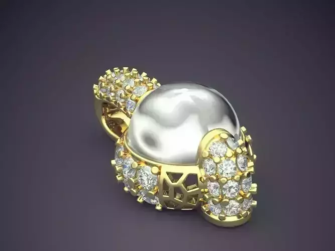 Pendant With Pearl And Diamonds CAD-4887 3D print model