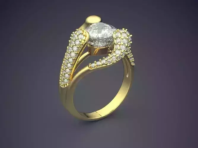 Unique Ring With Diamonds CAD-4877 3D print model