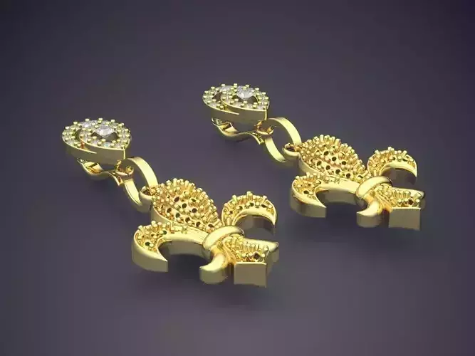 Earrings With Diamonds CAD-4867 3D print model