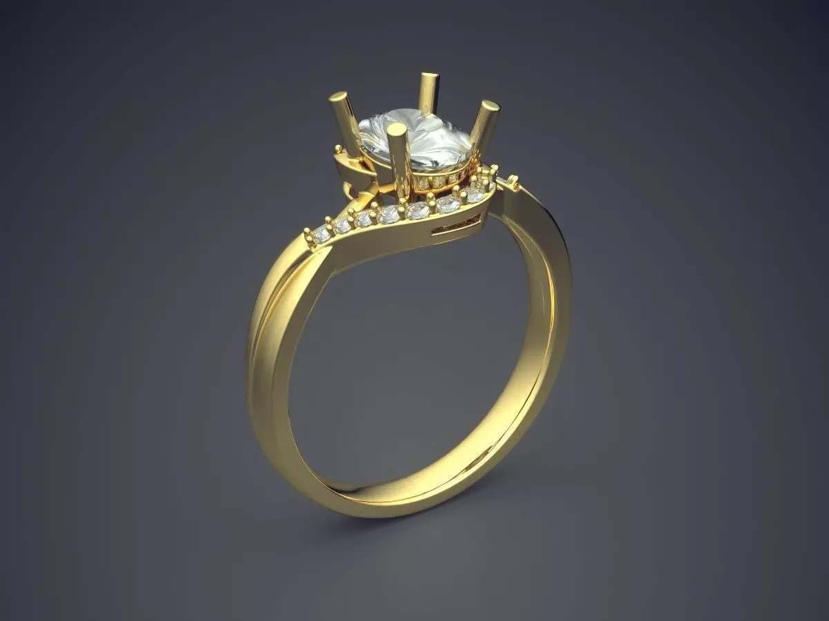 Ring With Diamonds CAD-4862 3D print model