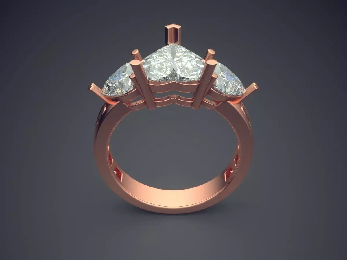Ring With Diamonds CAD-4851 3D print model_2