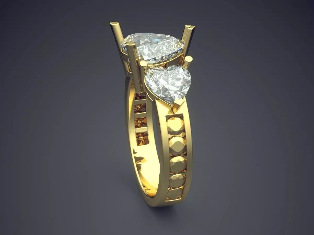 Ring With Diamonds CAD-4851 3D print model_3