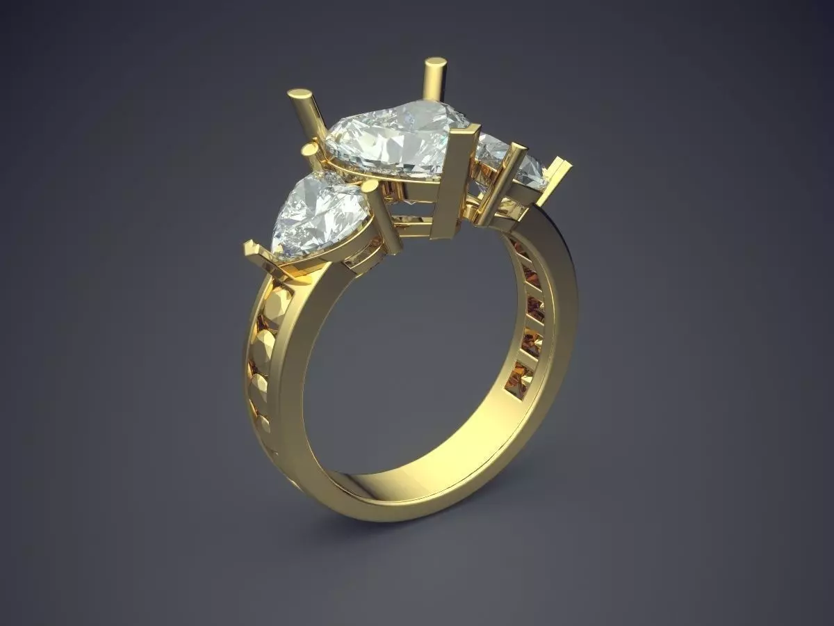 Ring With Diamonds CAD-4851 3D print model_0