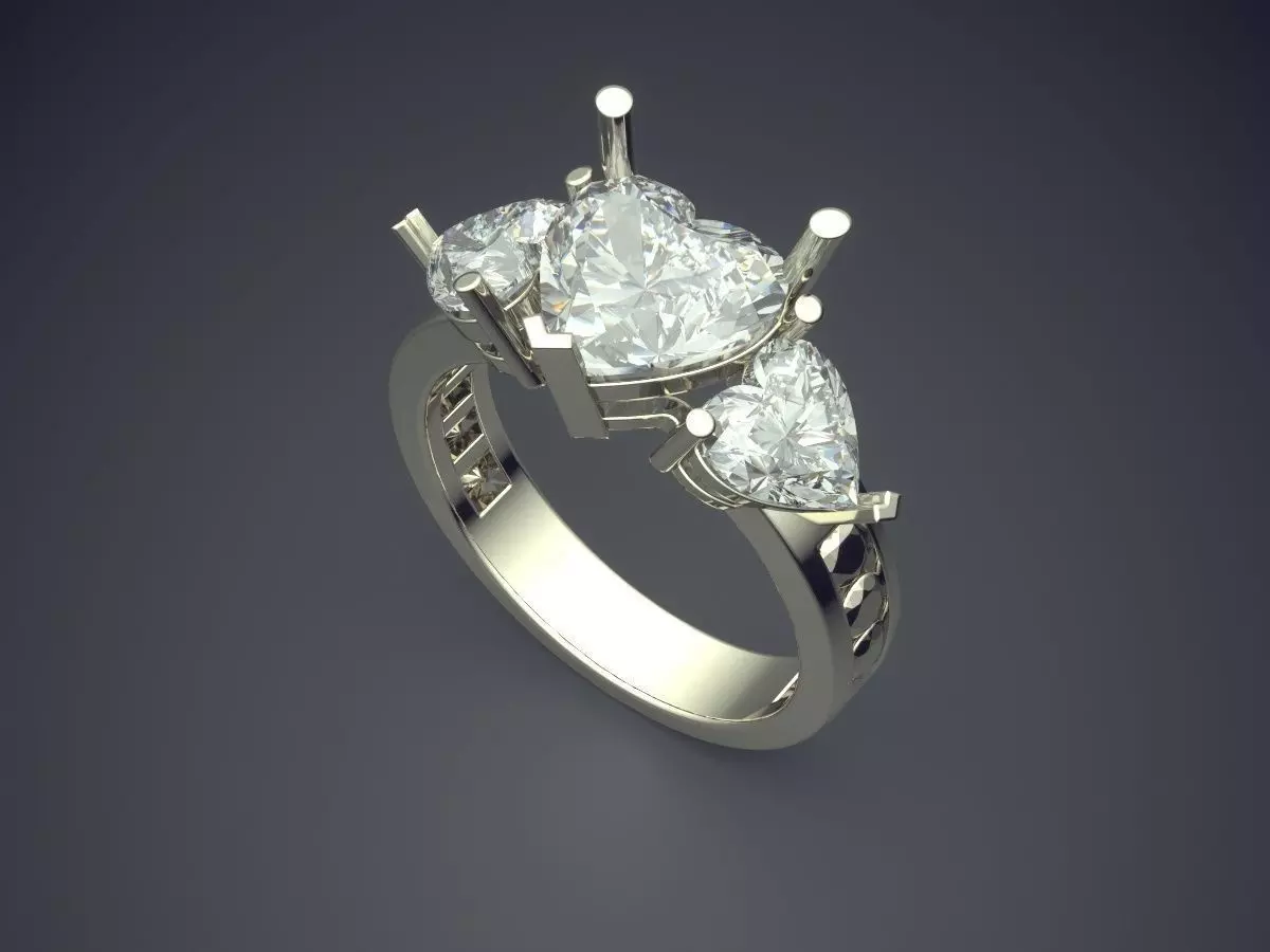 Ring With Diamonds CAD-4851 3D print model_1