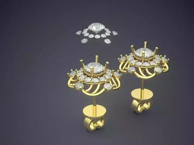 Earrings With Diamonds CAD-4845
