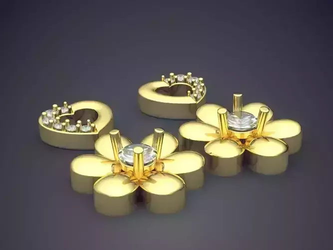 Flower Shape Earrings With Diamonds CAD-4835