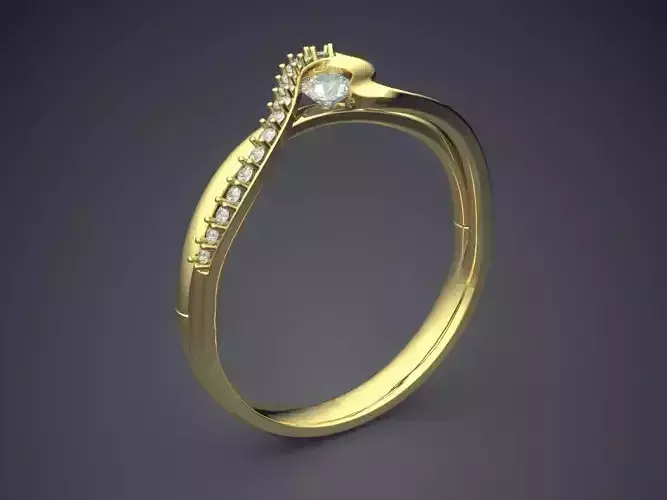 Curved Ring With Diamonds CAD-4819