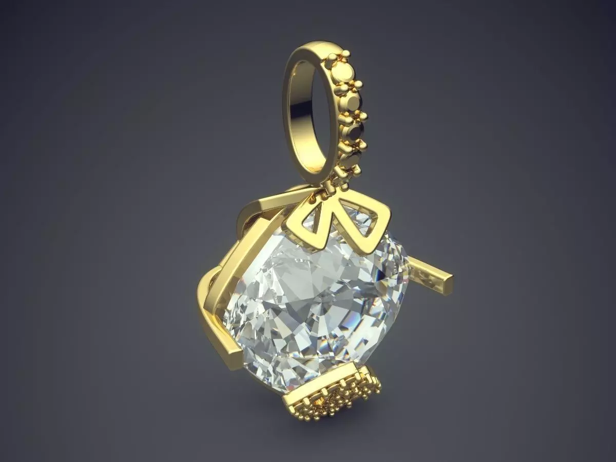Pendant With Huge Diamond CAD-4820 3D print model_0