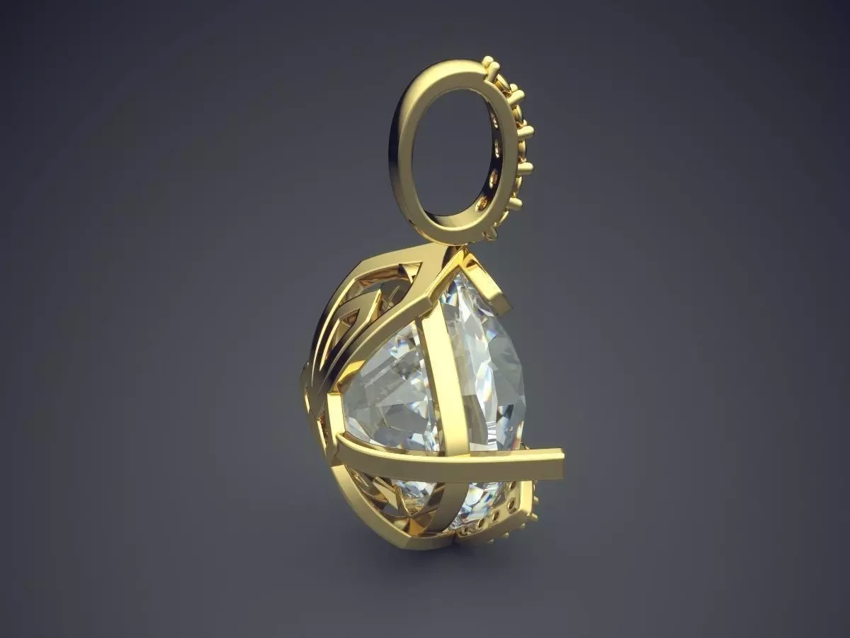 Pendant With Huge Diamond CAD-4820 3D print model_3