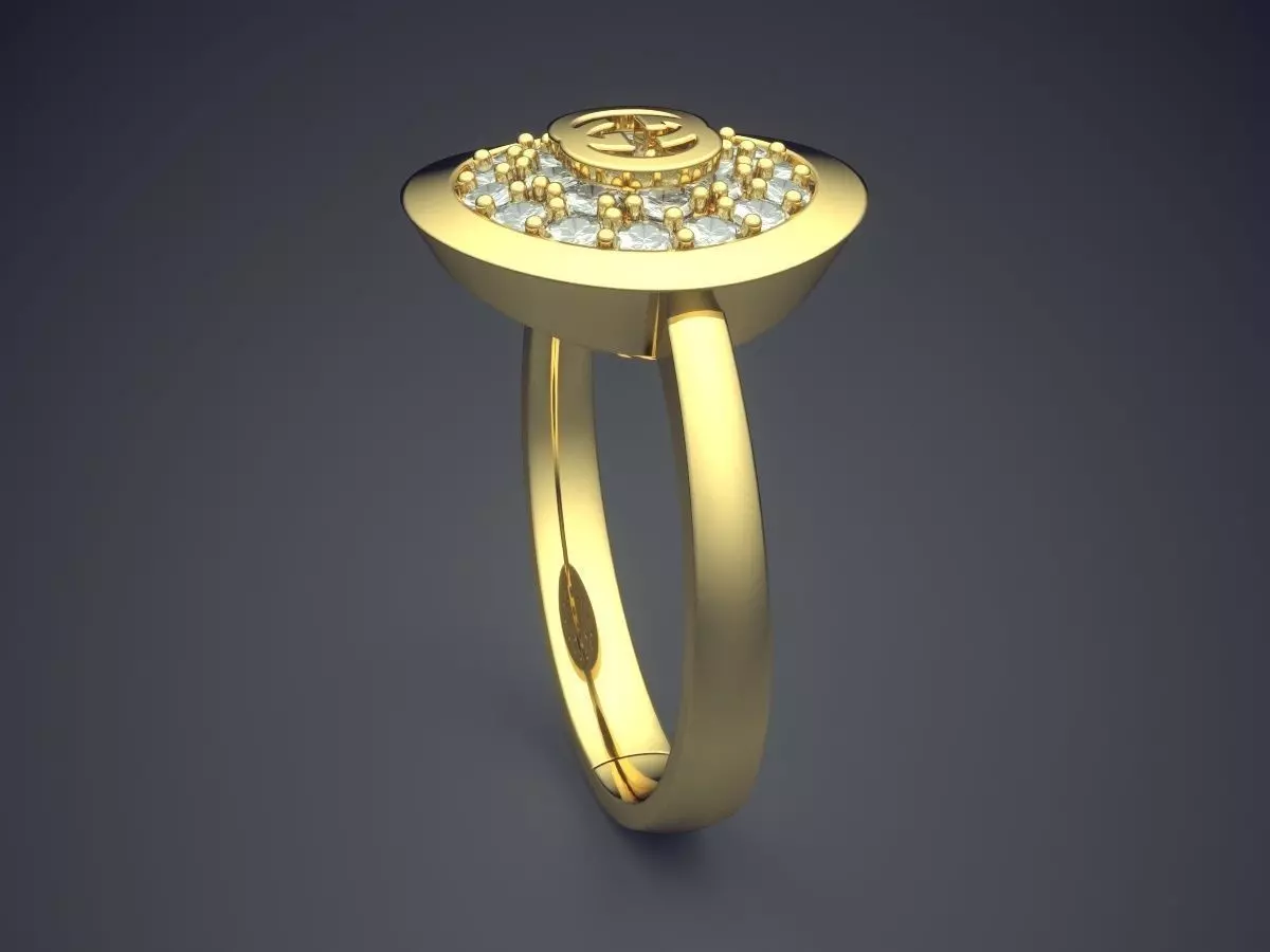 Ring With Diamonds CAD-4815 3D print model_3