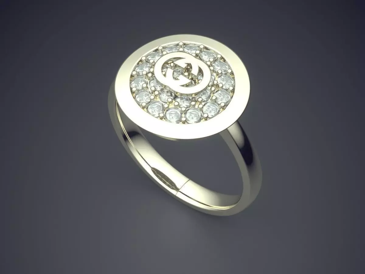 Ring With Diamonds CAD-4815 3D print model_1