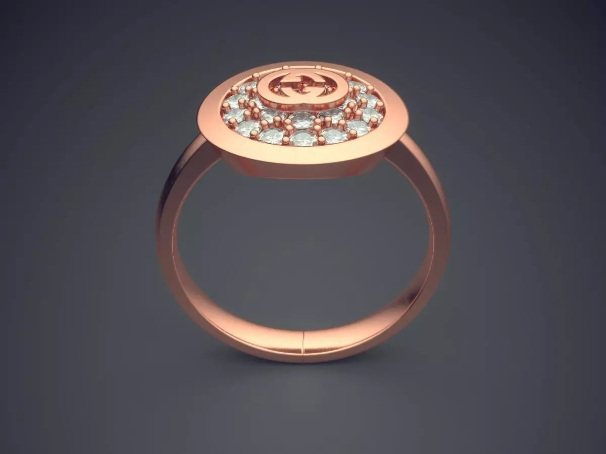 Ring With Diamonds CAD-4815 3D print model_2