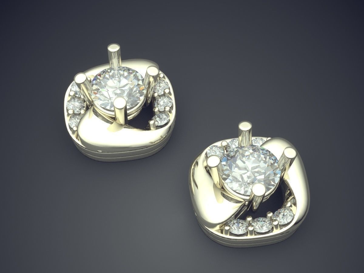Earrings With Diamonds CAD-4812 3D print model_1