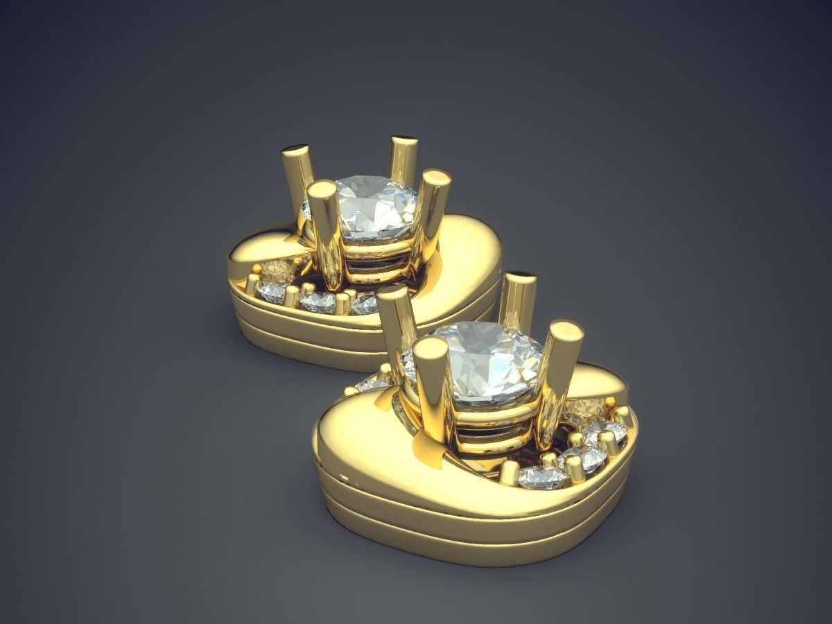 Earrings With Diamonds CAD-4812 3D print model_3