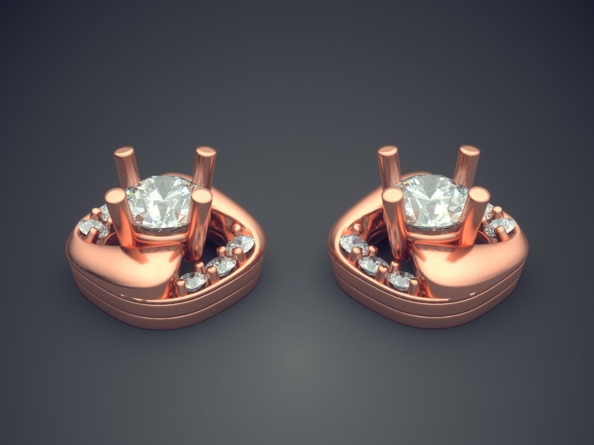 Earrings With Diamonds CAD-4812 3D print model_2
