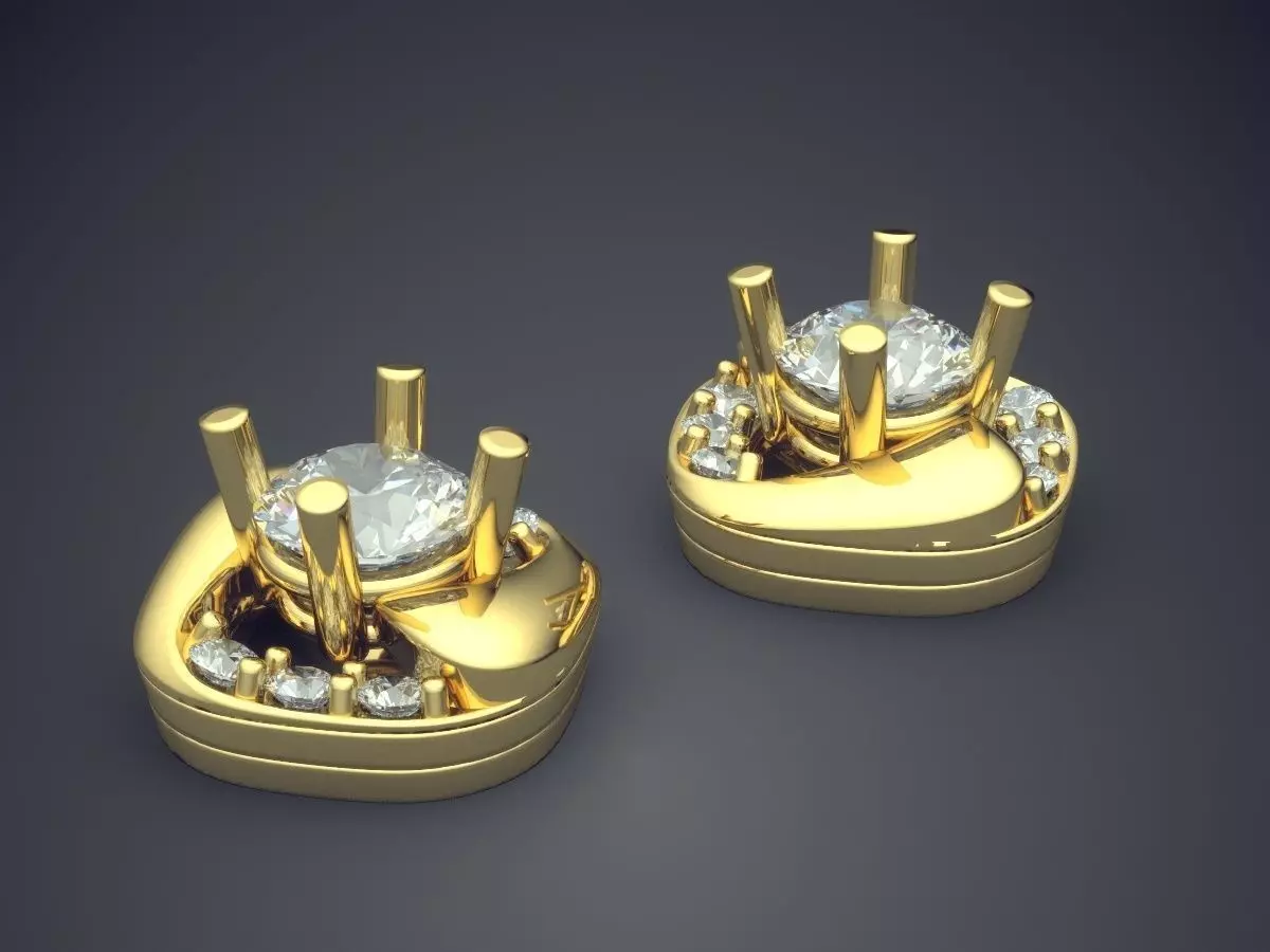 Earrings With Diamonds CAD-4812 3D print model_0