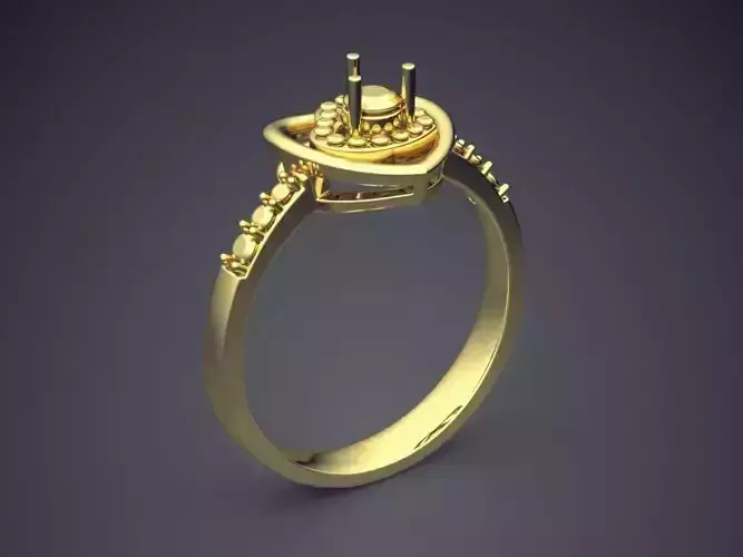 Heart-shaped Ring CAD-4793 3D print model