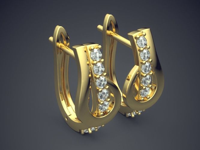 Earrings With Diamonds CAD-4787 3D print model