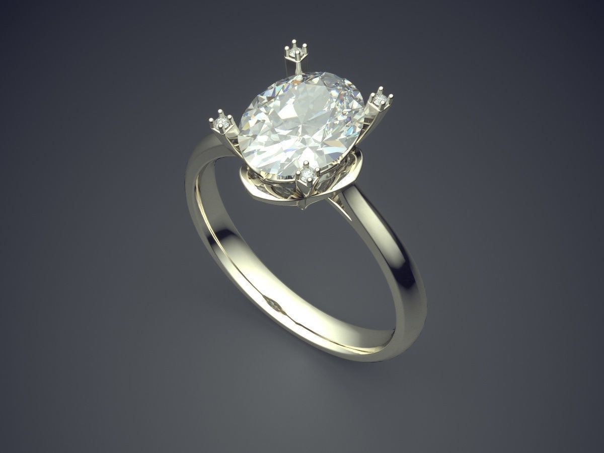 Engagement Ring With Diamond CAD-4775 3D print model_1
