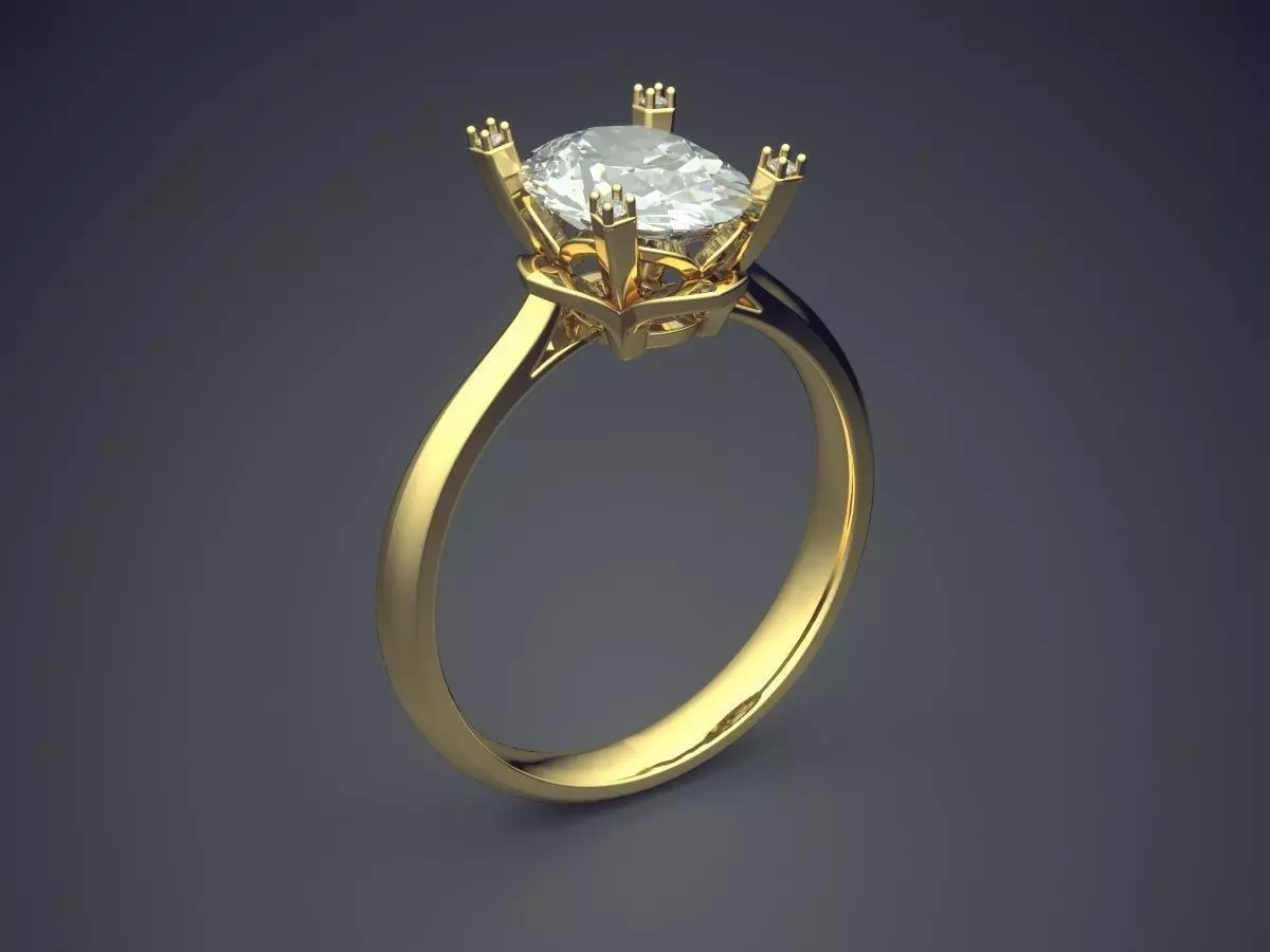 Engagement Ring With Diamond CAD-4775 3D print model_0