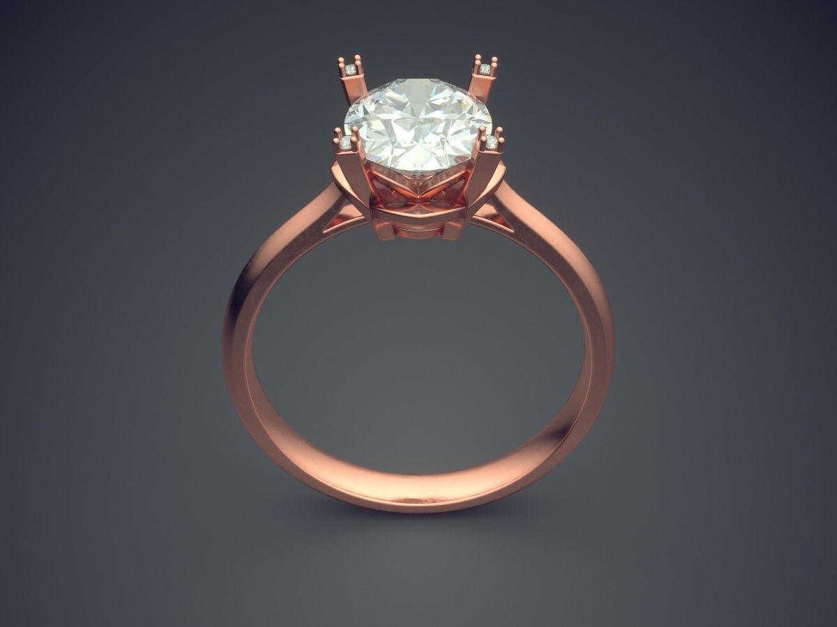 Engagement Ring With Diamond CAD-4775 3D print model_2