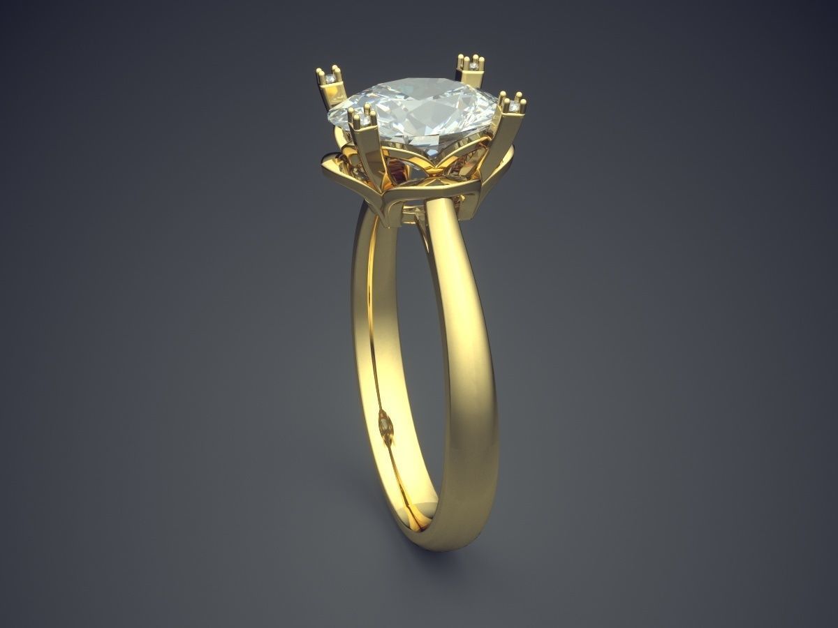 Engagement Ring With Diamond CAD-4775 3D print model_3