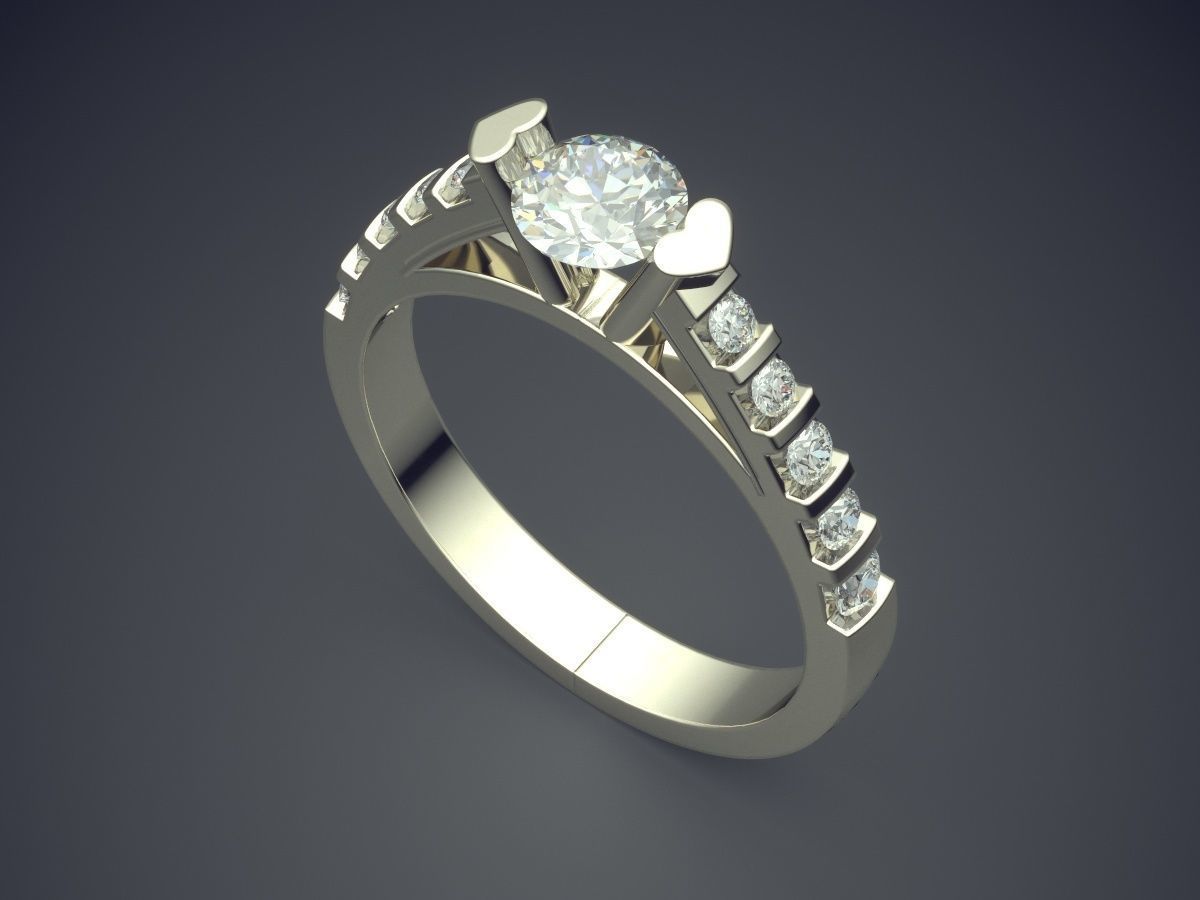 Engagement Ring With Diamonds CAD-4769 3D print model_1