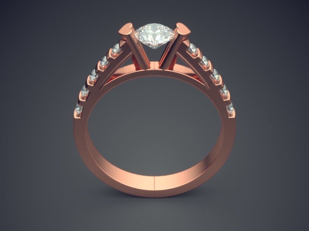 Engagement Ring With Diamonds CAD-4769 3D print model_2
