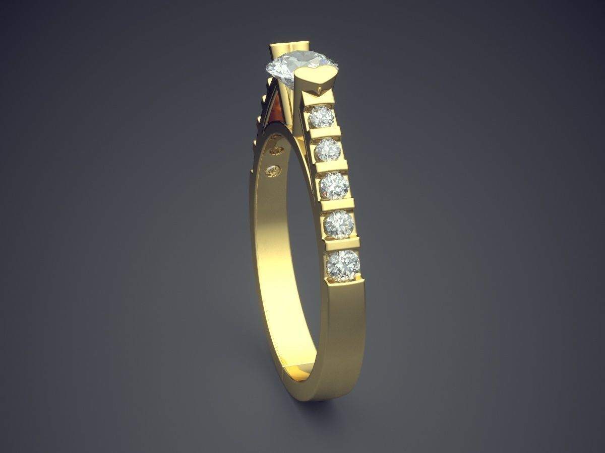 Engagement Ring With Diamonds CAD-4769 3D print model_3