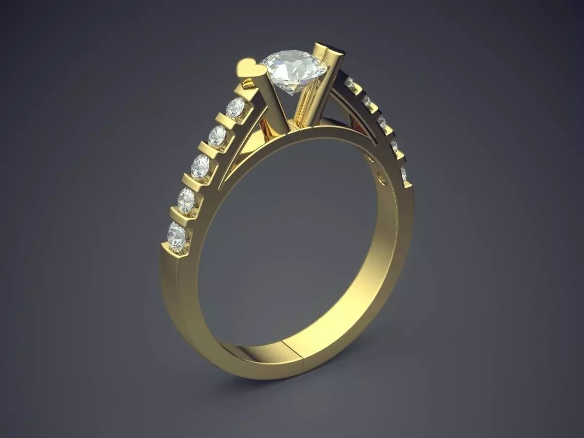 Engagement Ring With Diamonds CAD-4769 3D print model_0