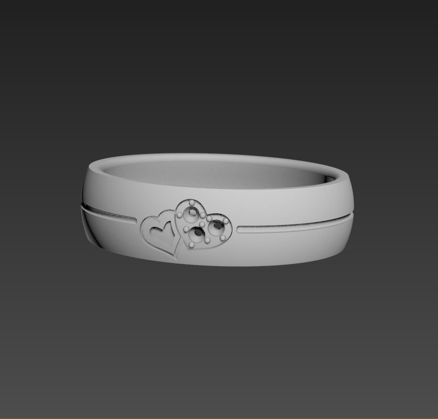 Ring with a heart 3D print model_1