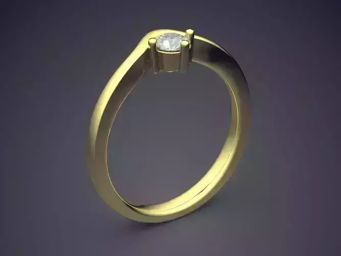 Curved Engagement Ring With Diamond CAD-4757