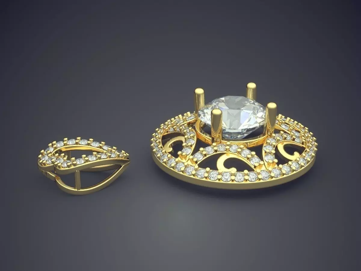 Pendant With Diamonds CAD-4778 3D print model_3
