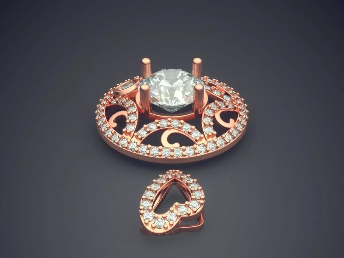 Pendant With Diamonds CAD-4778 3D print model_2