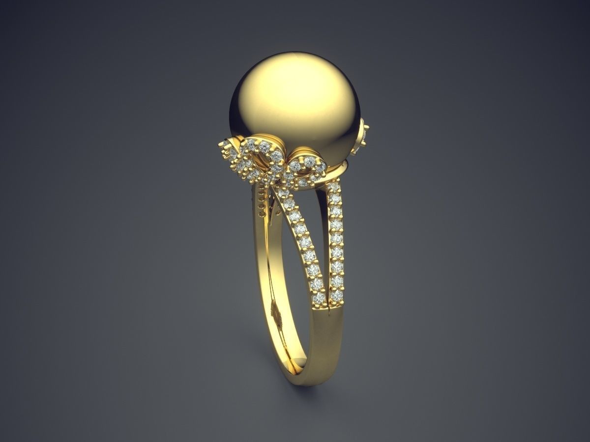 Engagement Ring With Tiny Diamonds CAD-4738 3D print model_3