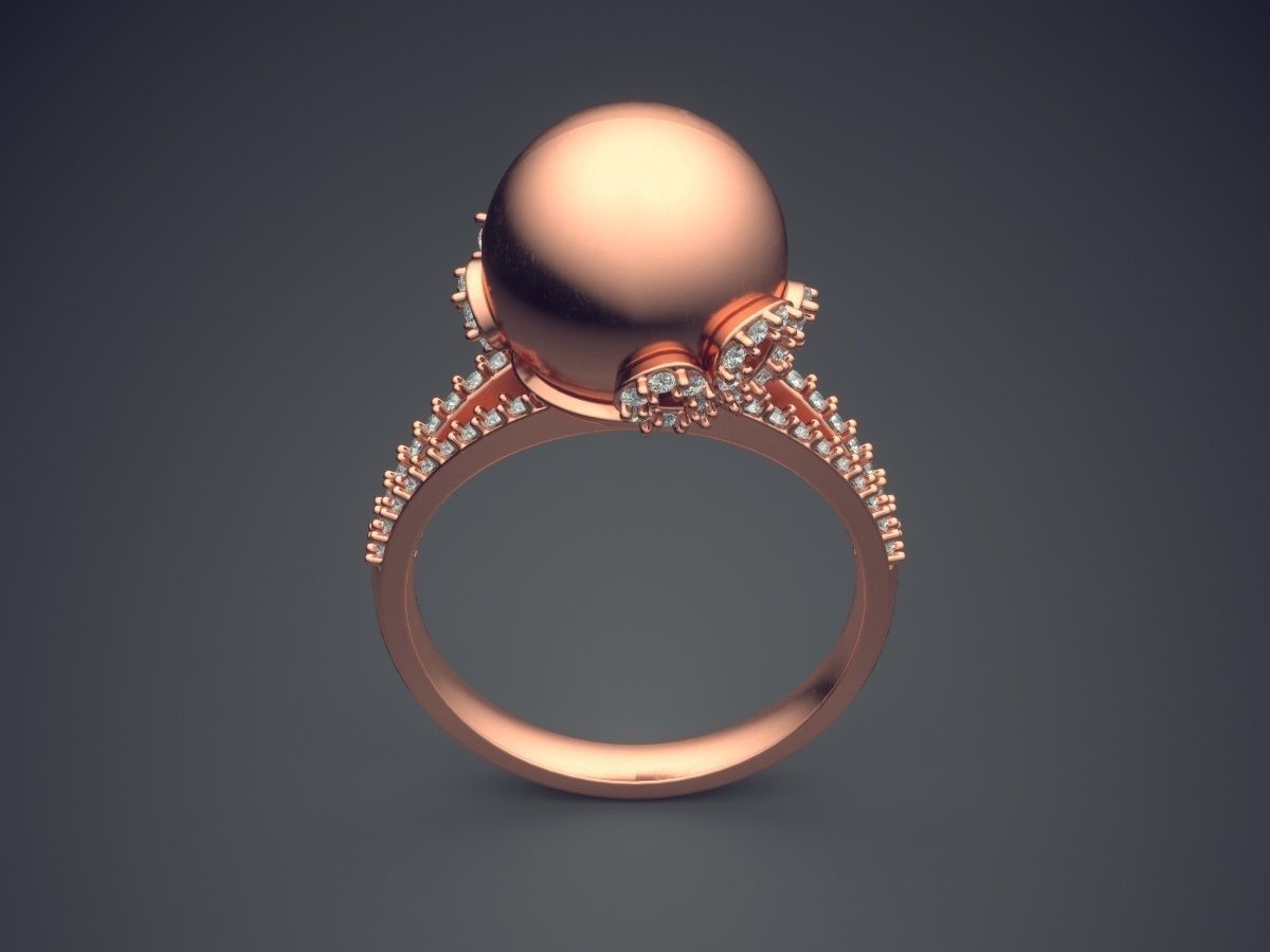 Engagement Ring With Tiny Diamonds CAD-4738 3D print model_2