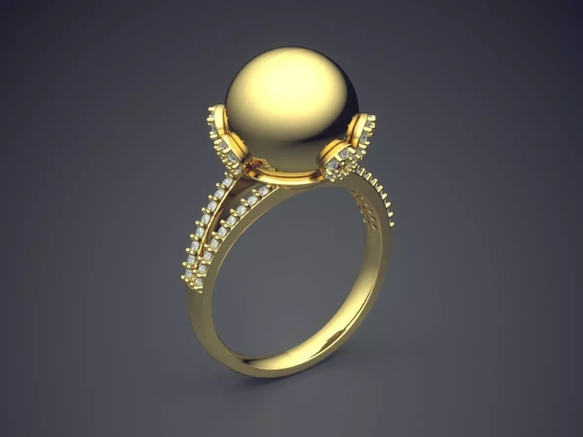 Engagement Ring With Tiny Diamonds CAD-4738 3D print model_0