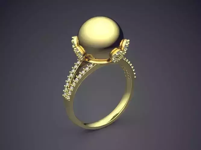 Engagement Ring With Tiny Diamonds CAD-4738 3D print model