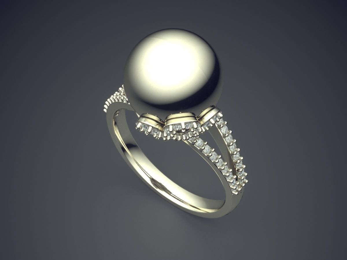 Engagement Ring With Tiny Diamonds CAD-4738 3D print model_1