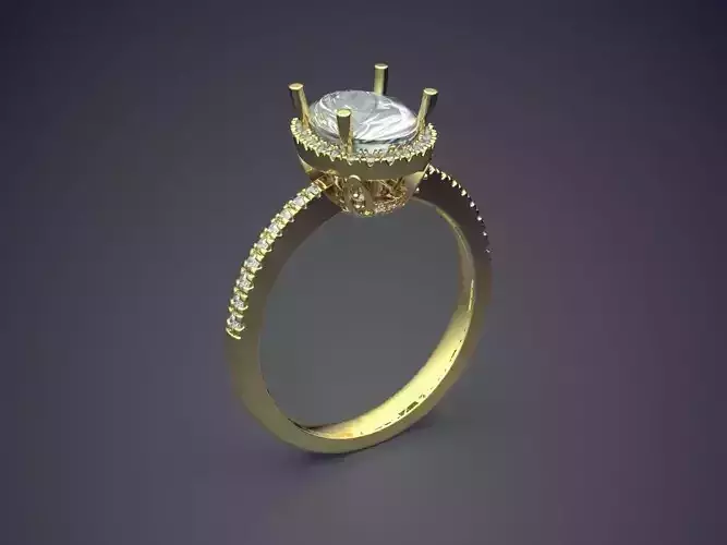 Ring With Diamonds CAD-4736 3D print model