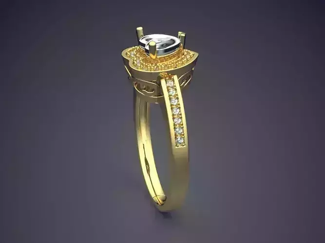 Heart-shaped Ring With Diamond CAD-4733