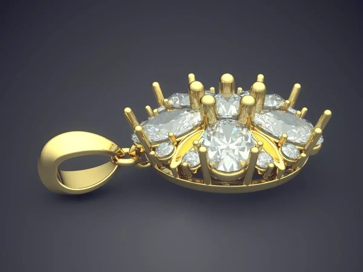 Pendant With Diamonds CAD-4730 3D print model_3