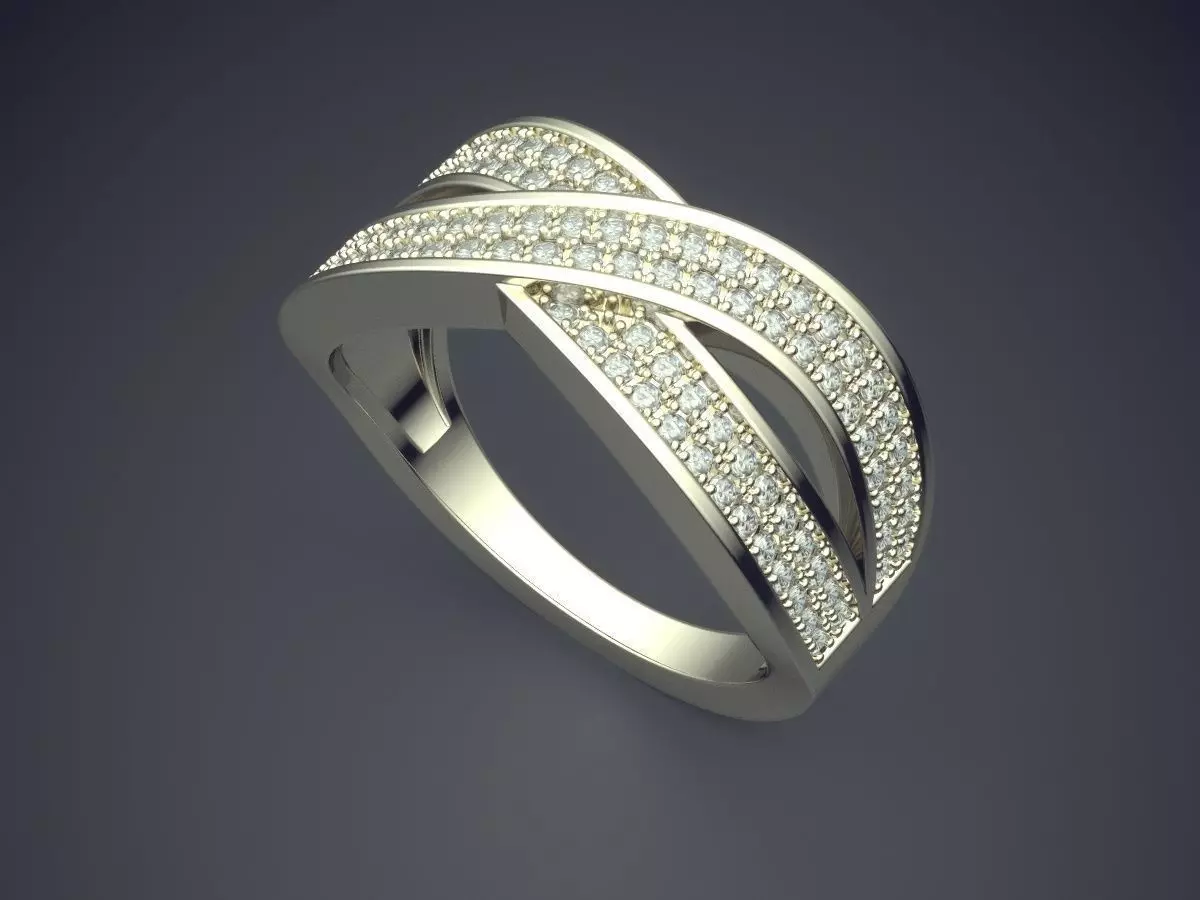 Ring With Diamonds CAD-4729 3D print model_1