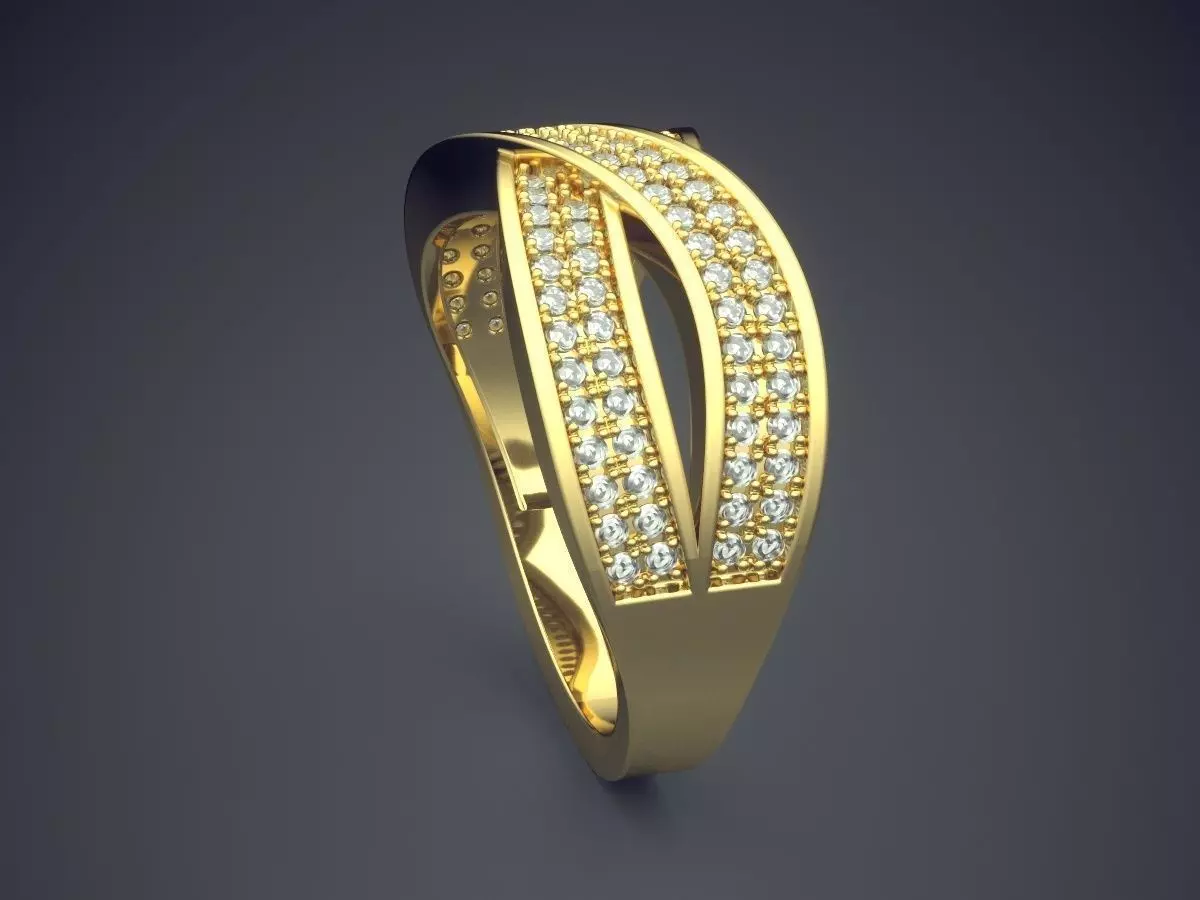 Ring With Diamonds CAD-4729 3D print model_3