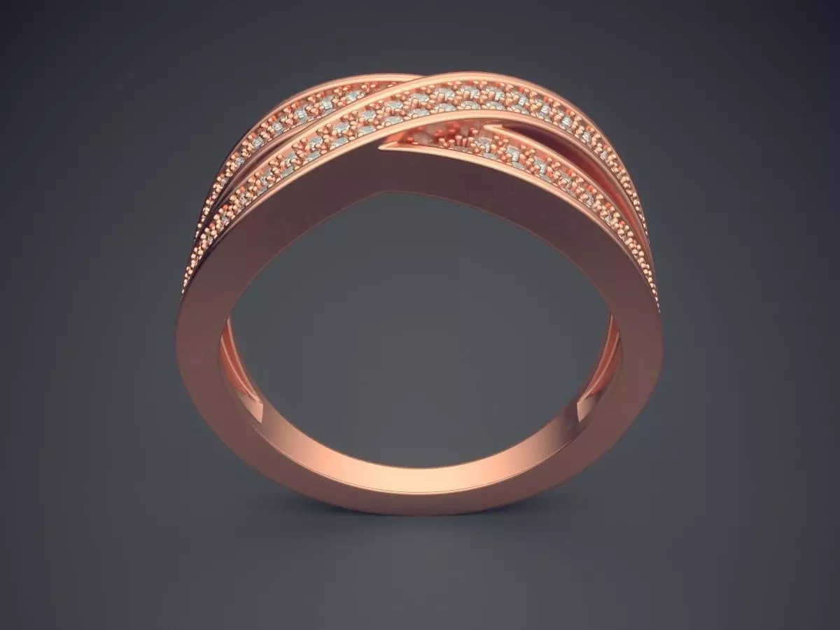 Ring With Diamonds CAD-4729 3D print model_2