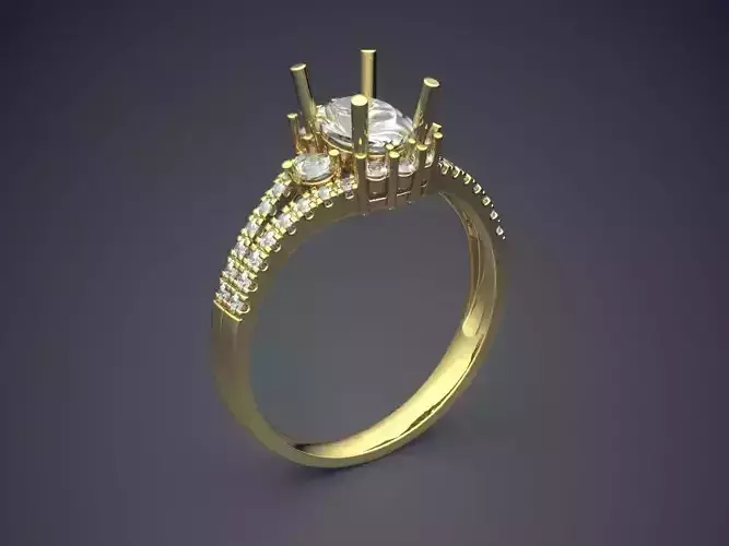 Ring With Diamonds CAD-4718 3D print model